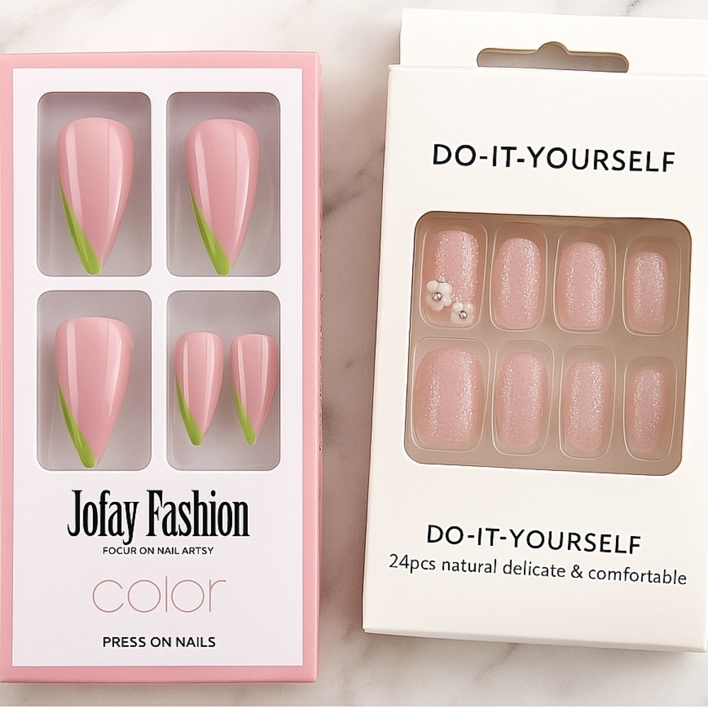 NIB Bundle of two sets of Pink Press On Nails